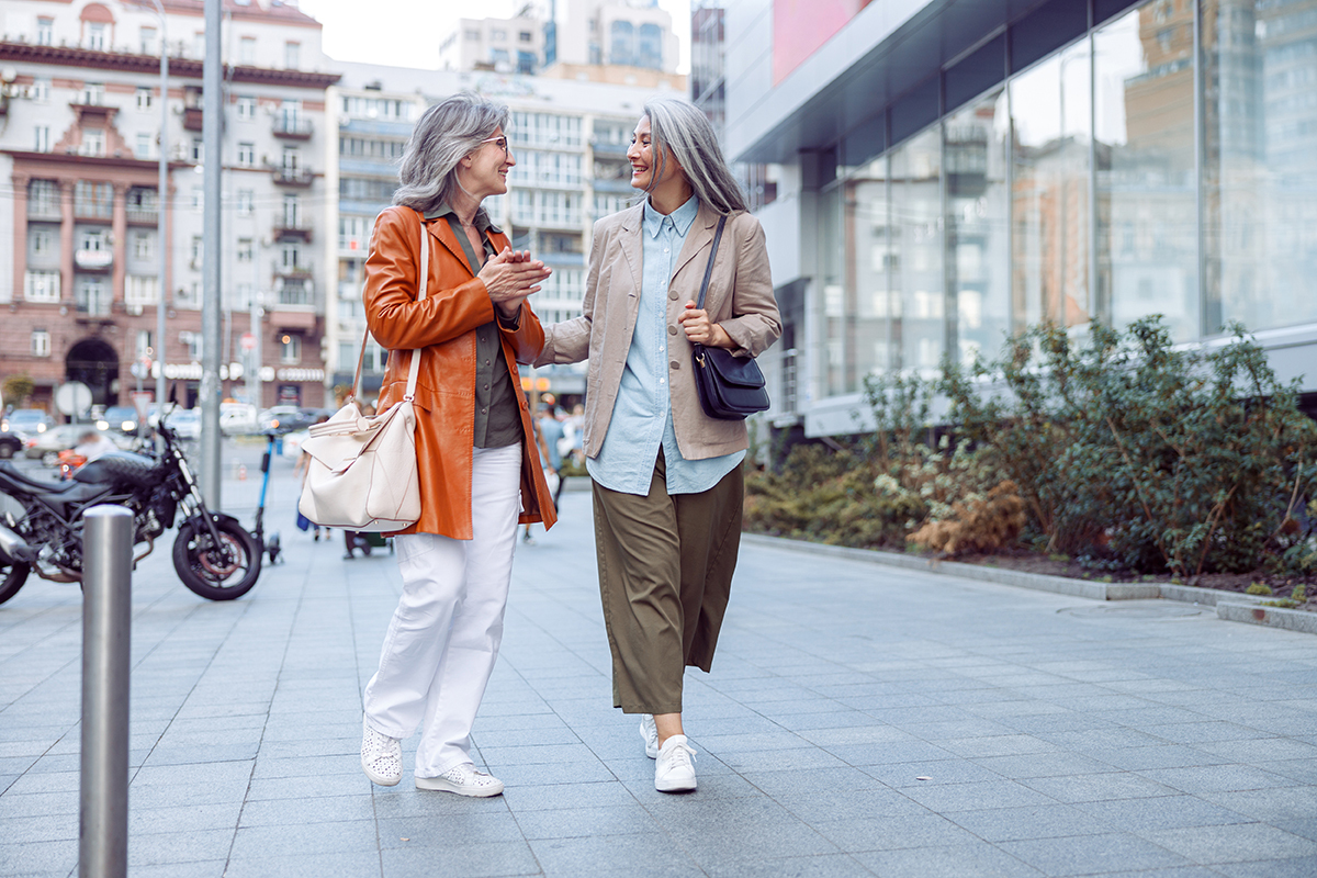 Senior woman with friend staying active