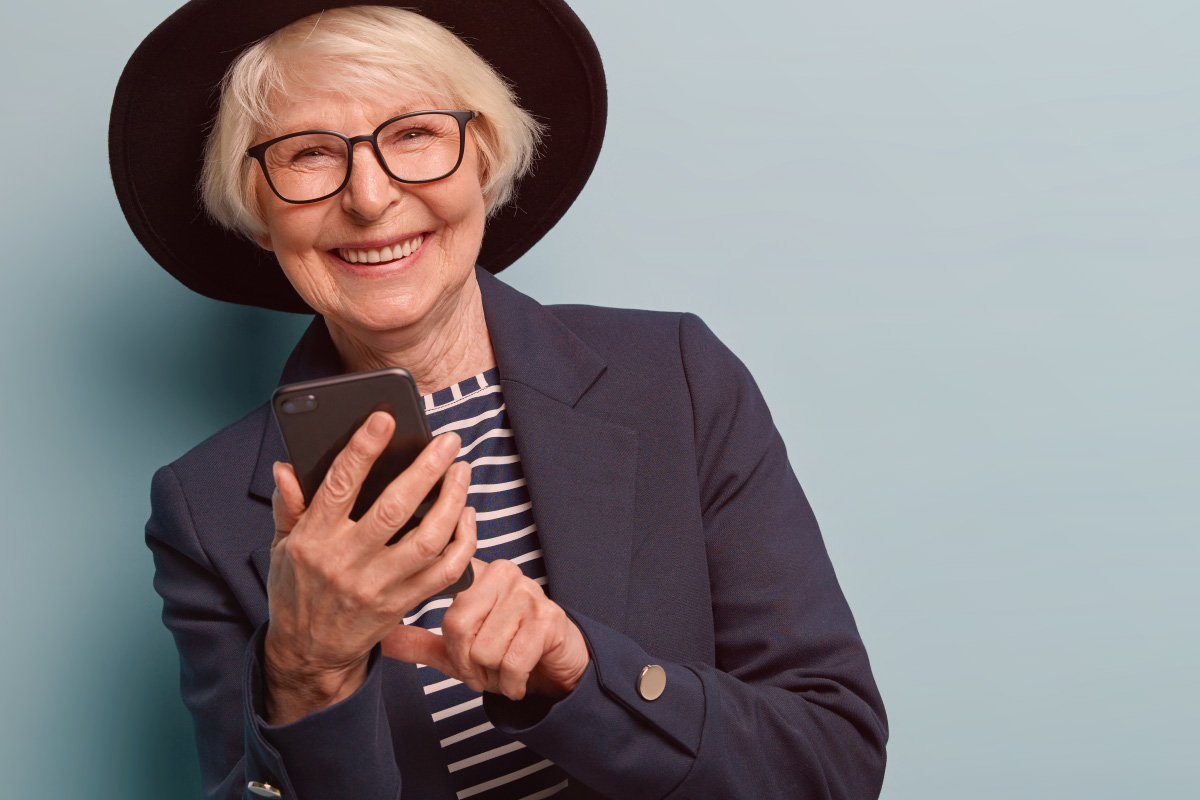 Older woman stays socially connected